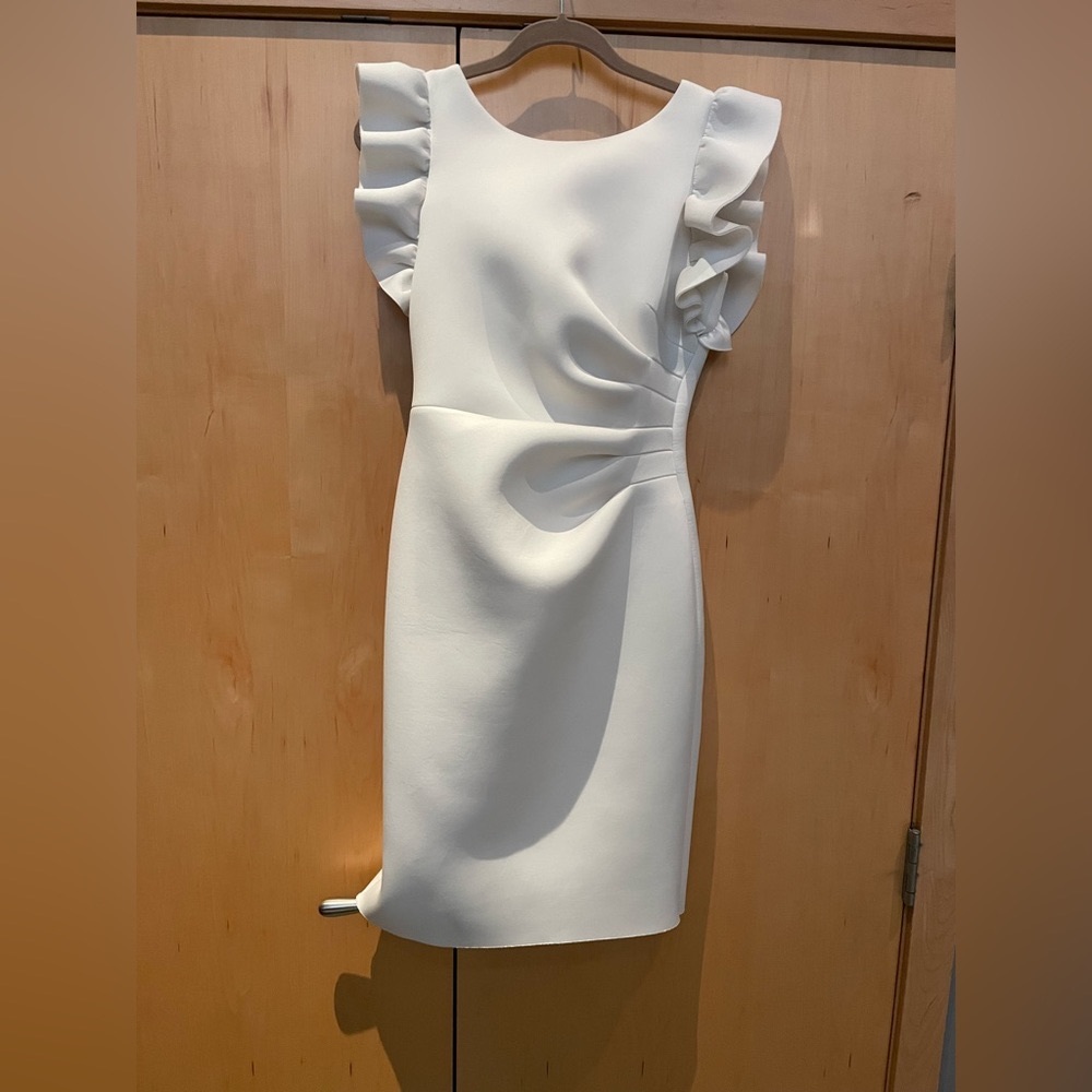 Eliza J Cream Ruffle Sleeve Dress